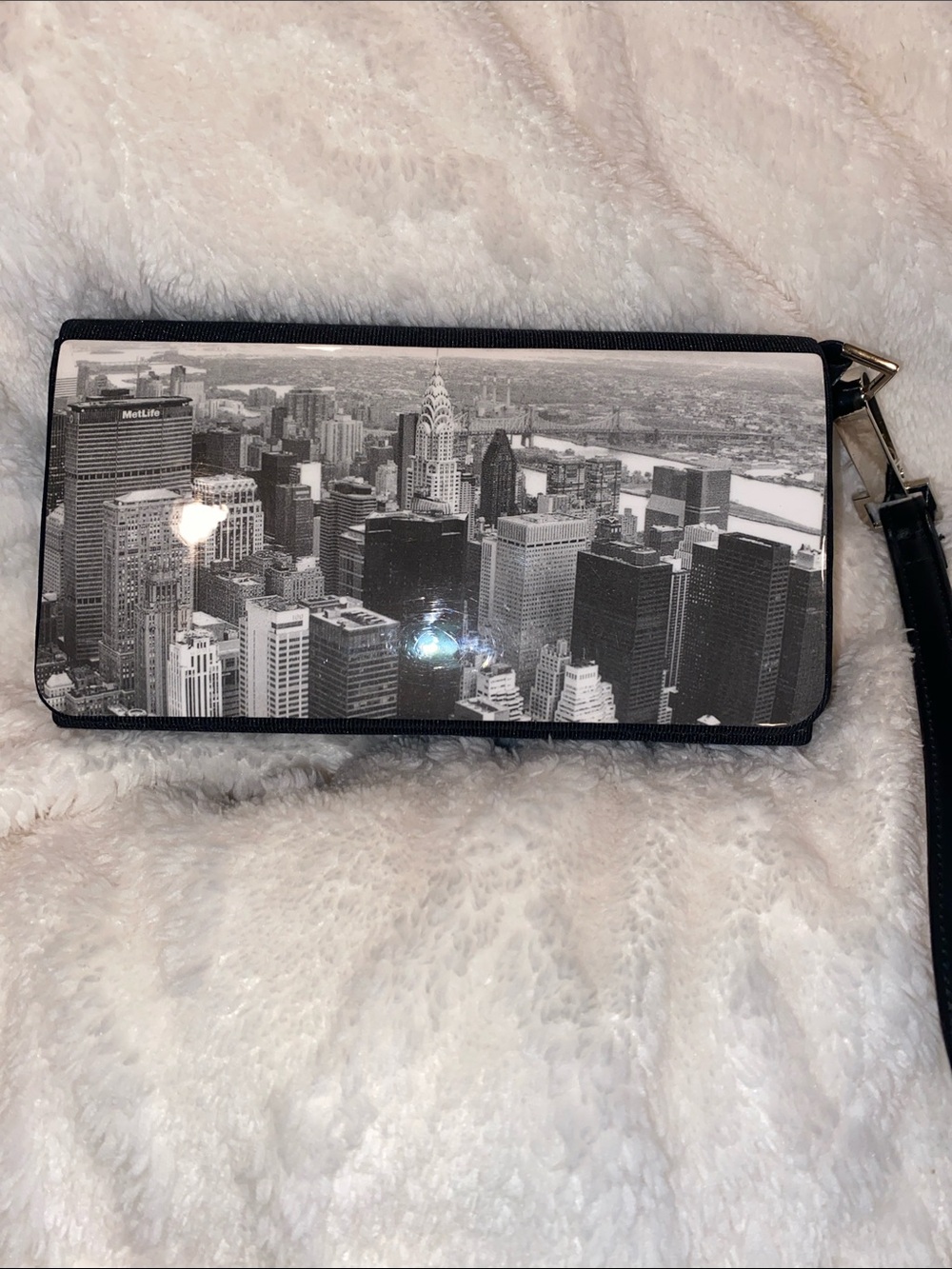 Cityscape Wristlet Clutch in Black and White